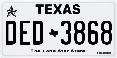 TX license plate DED3868