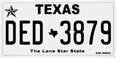 TX license plate DED3879