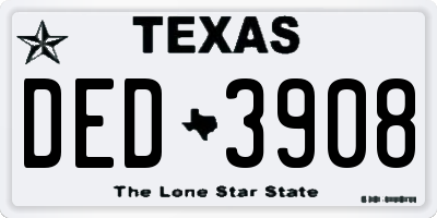 TX license plate DED3908