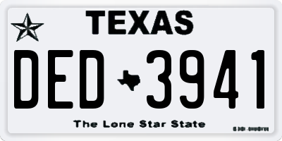 TX license plate DED3941