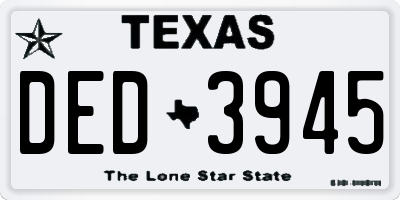 TX license plate DED3945