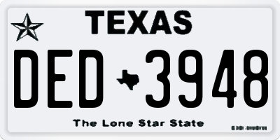 TX license plate DED3948