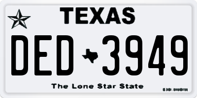TX license plate DED3949