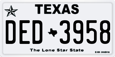 TX license plate DED3958