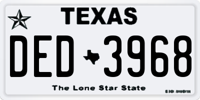 TX license plate DED3968