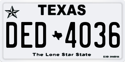 TX license plate DED4036