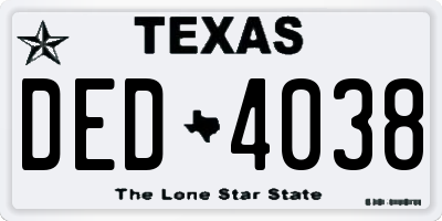 TX license plate DED4038