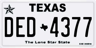 TX license plate DED4377