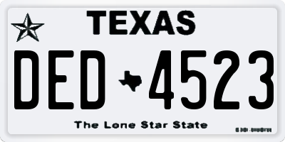 TX license plate DED4523