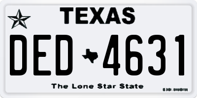 TX license plate DED4631