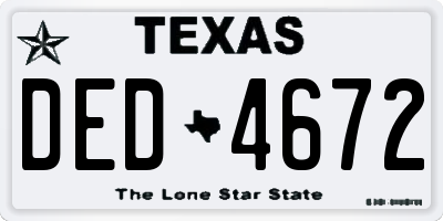 TX license plate DED4672