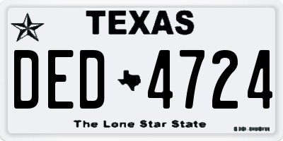 TX license plate DED4724