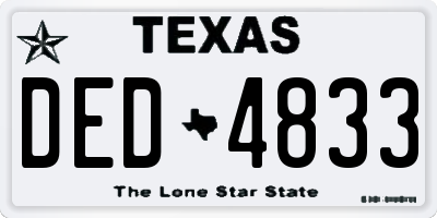 TX license plate DED4833