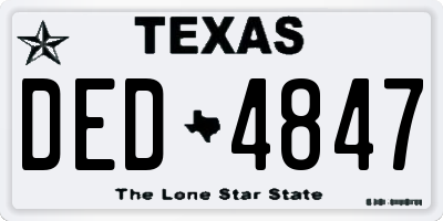 TX license plate DED4847
