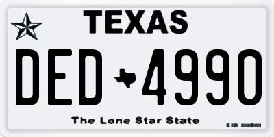 TX license plate DED4990