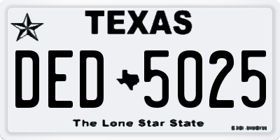 TX license plate DED5025