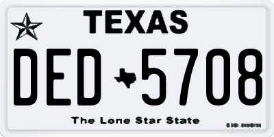 TX license plate DED5708
