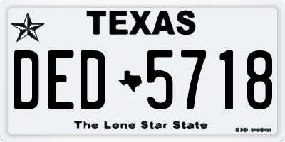 TX license plate DED5718
