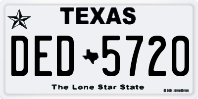 TX license plate DED5720