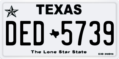 TX license plate DED5739