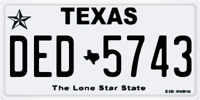 TX license plate DED5743