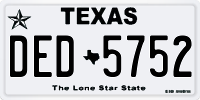 TX license plate DED5752
