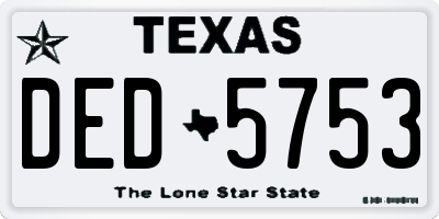 TX license plate DED5753