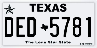 TX license plate DED5781