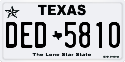 TX license plate DED5810