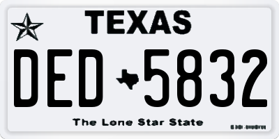 TX license plate DED5832