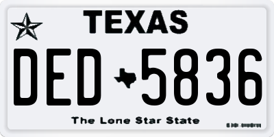 TX license plate DED5836