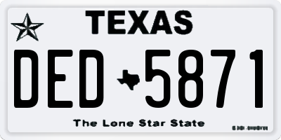 TX license plate DED5871