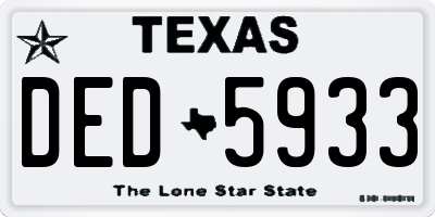 TX license plate DED5933