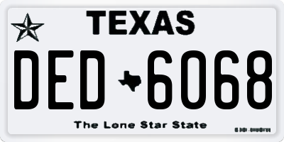 TX license plate DED6068