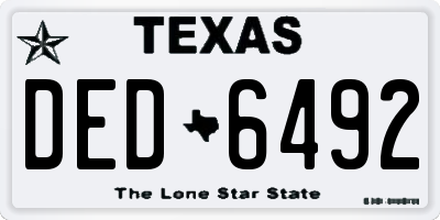 TX license plate DED6492