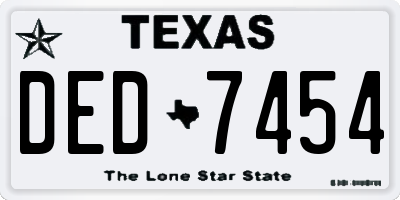 TX license plate DED7454