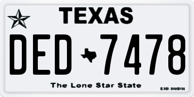 TX license plate DED7478