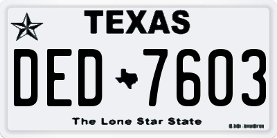TX license plate DED7603