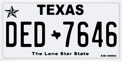 TX license plate DED7646