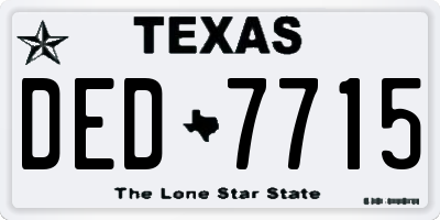 TX license plate DED7715