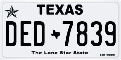 TX license plate DED7839