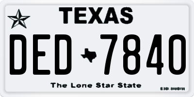 TX license plate DED7840