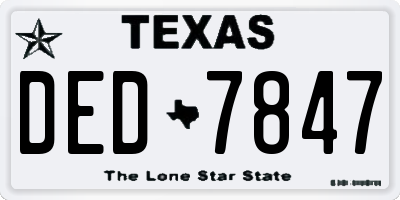 TX license plate DED7847