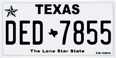 TX license plate DED7855