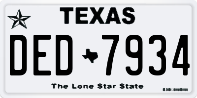 TX license plate DED7934