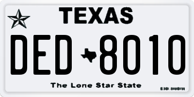 TX license plate DED8010