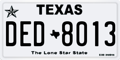 TX license plate DED8013