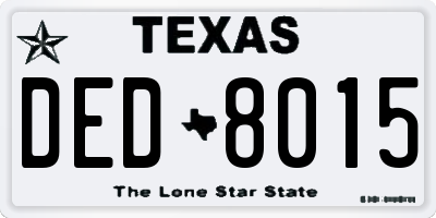 TX license plate DED8015