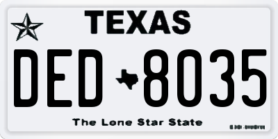 TX license plate DED8035