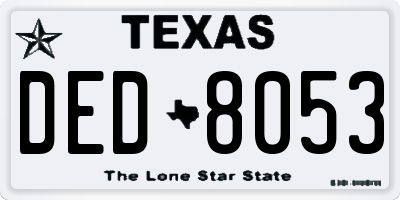 TX license plate DED8053